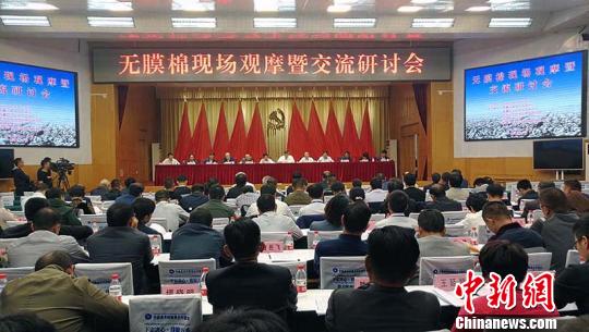 9月28日，全国无膜棉现场观摩暨研讨交流活动在新疆沙雅县举行。　王小军 摄